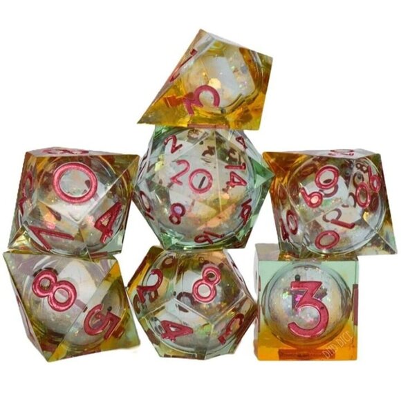 DND Dice Set - My Tai - 7 RARE Handmade Resin Dice - RPG Tabletop Gaming - Picture 1 of 4